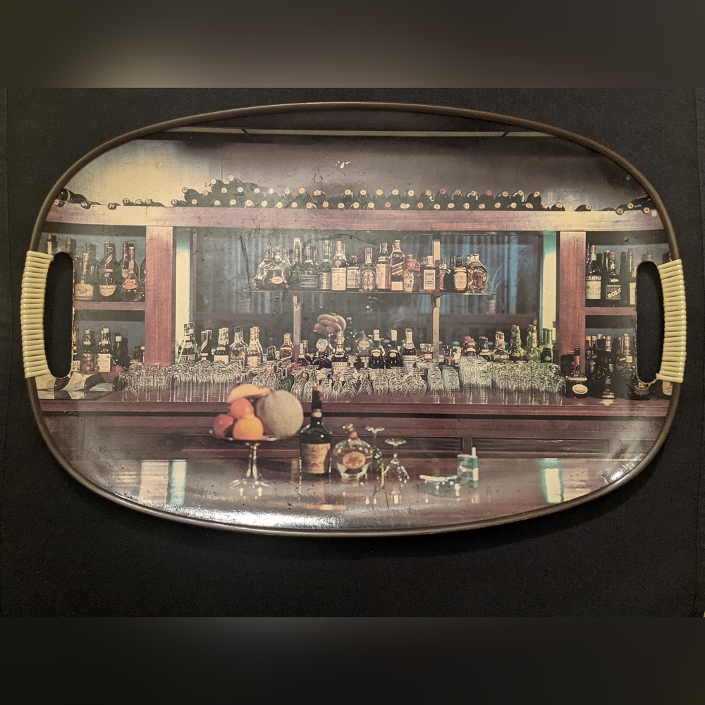 Vintage Bar Scene Japanese Serving Tray